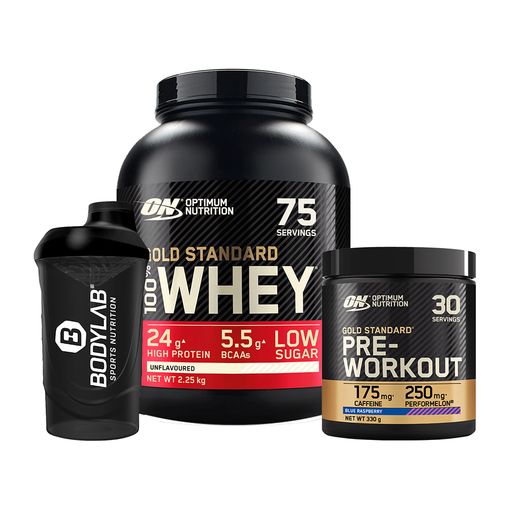 100% Whey Gold Standard (2270g)   Pre-Workout (330g)   Bodylab24 Shaker GRATIS!