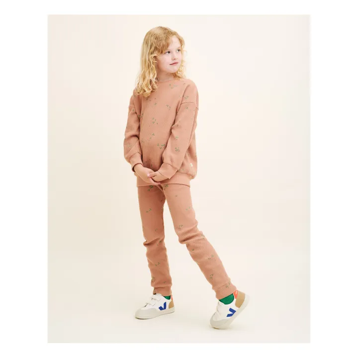 garbo&friends Sweat Fleuri Gaufré | Terracotta