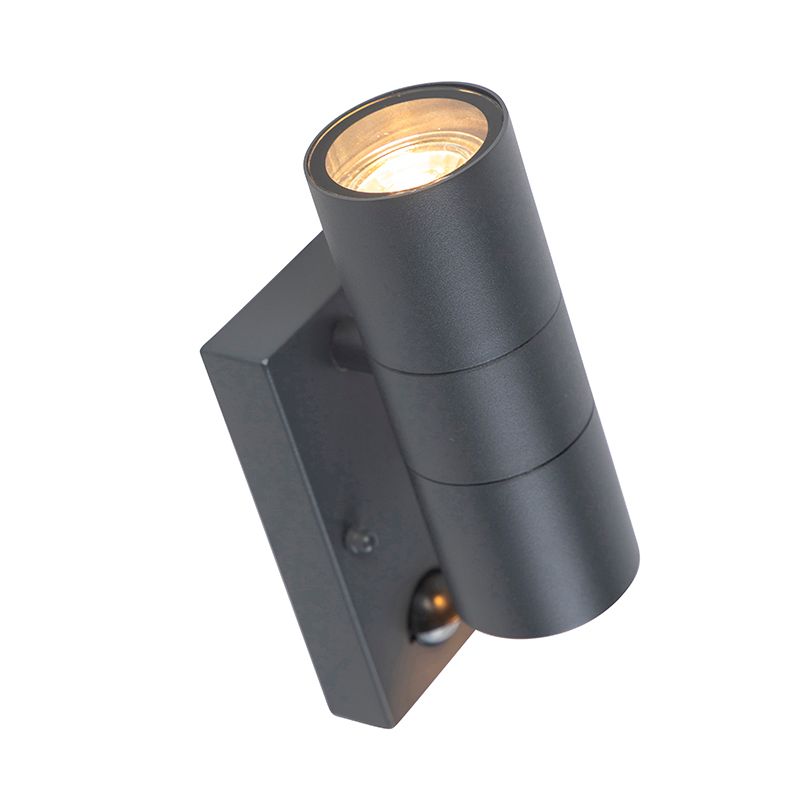 Buitenwandlamp antraciet 2-lichts IP44 met bewegingssensor - Duo