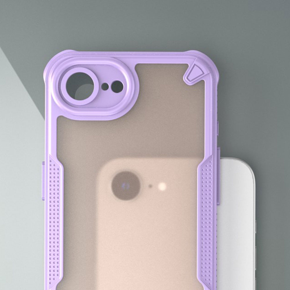 iPhone 16e Hybrid Bumper Hülle mit Air Cushion Fallschutz   Kameraschutz - Lila / Transparent (Matt)