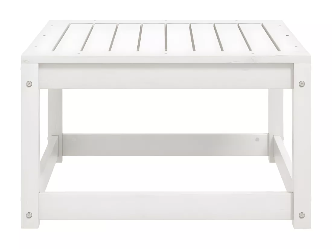 Repose-pied de jardin blanc bois de pin massif