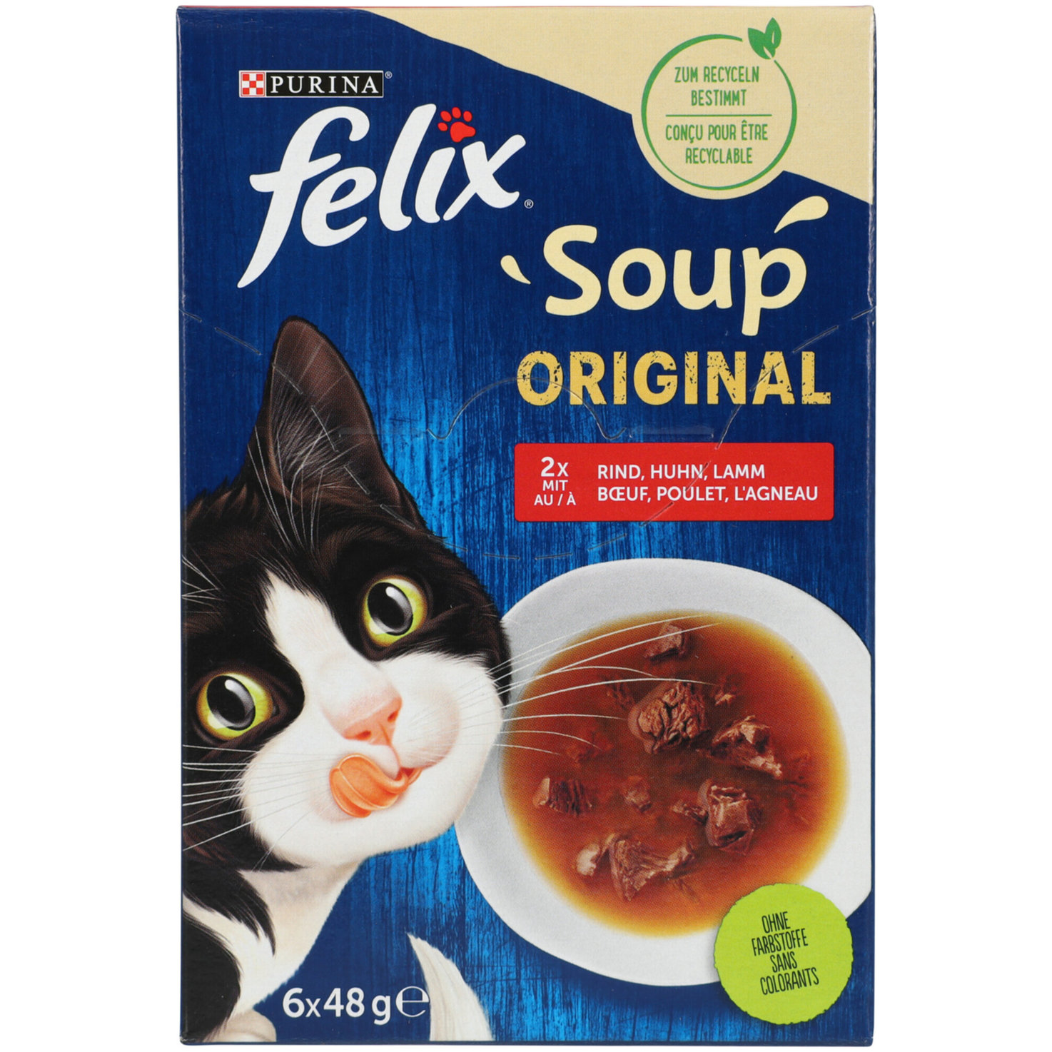 Felix Katzenfutter Soup Fleisch assortiert 6x48g