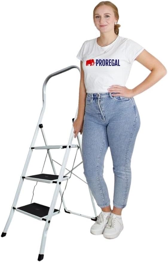 PROREGAL Vouwladder Economy Basic, eenzijdig toegankelijk, 3 treden, werkhoogte 2,69 m, draagvermogen 150 kg