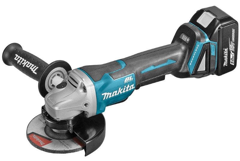 Makita DGA508RTJ 18V Li-ion accu haakse slijper set (2x5.0Ah) in Mbox - 125mm - koolborstelloos