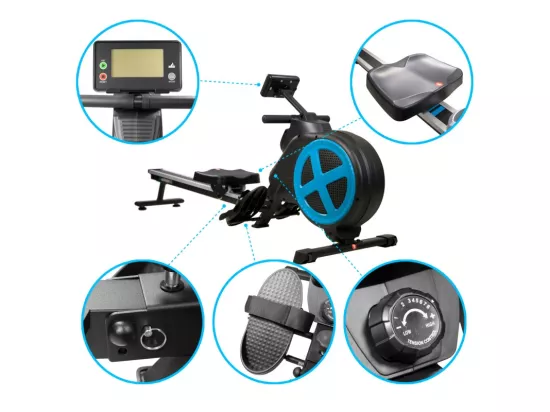 Rameur d'appartement pliable ROWER ULTRA Résistance magnétique réglable 8 niveaux, Roue d'inertie 2 kg