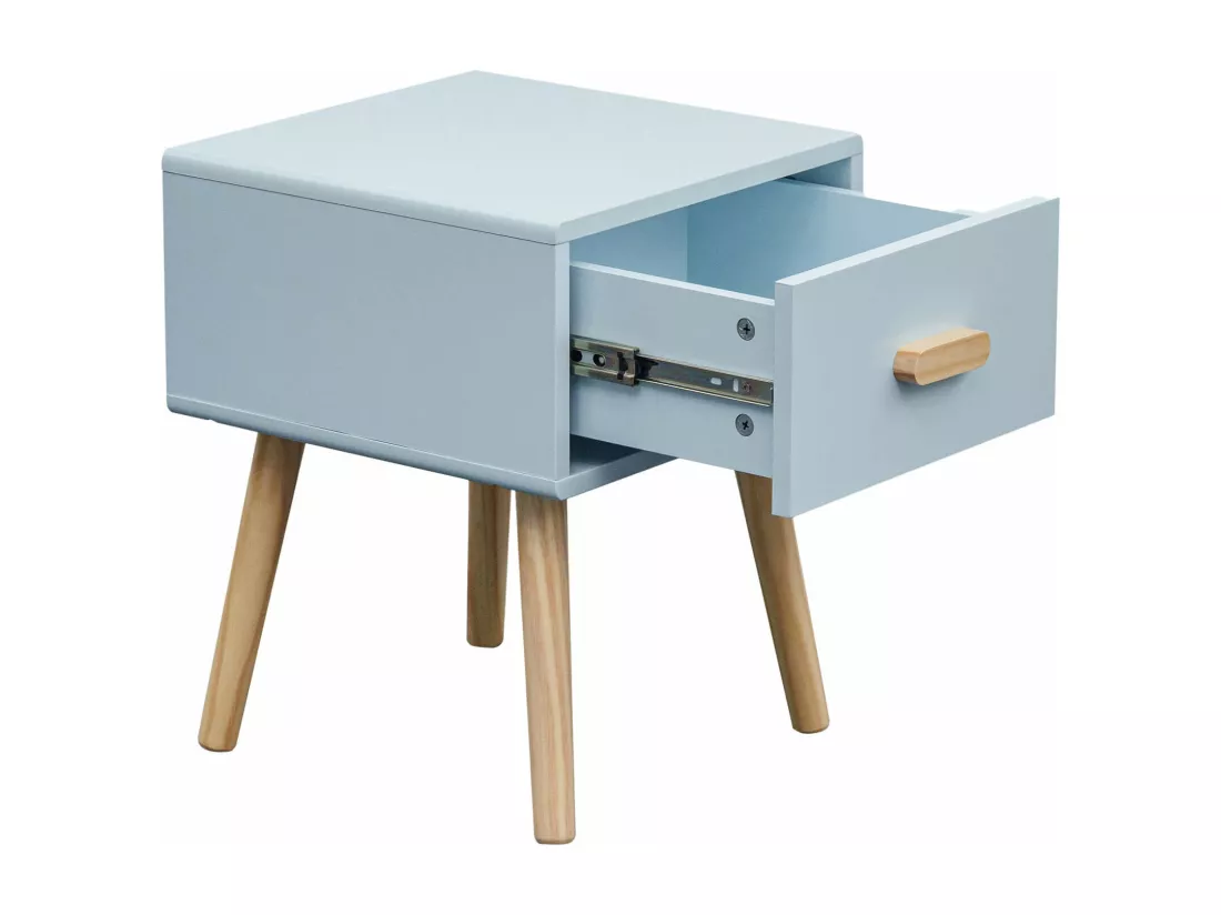 Table de chevet Tazart 44x35x35 MDF Bois Bleu ciel Marron Scandinave