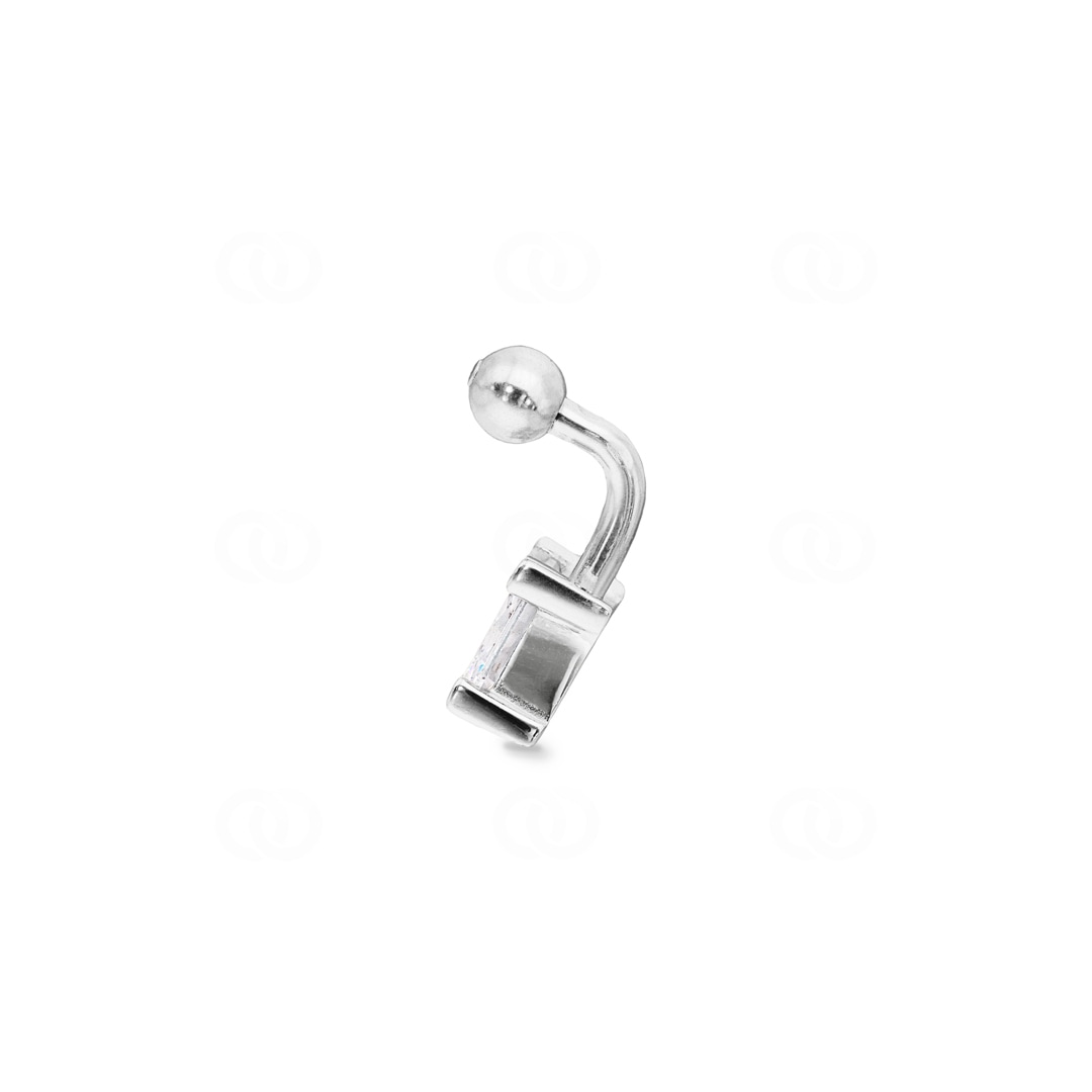 Bauchpiercing 925 Silber rhodiniert mit Zirkonia carrée