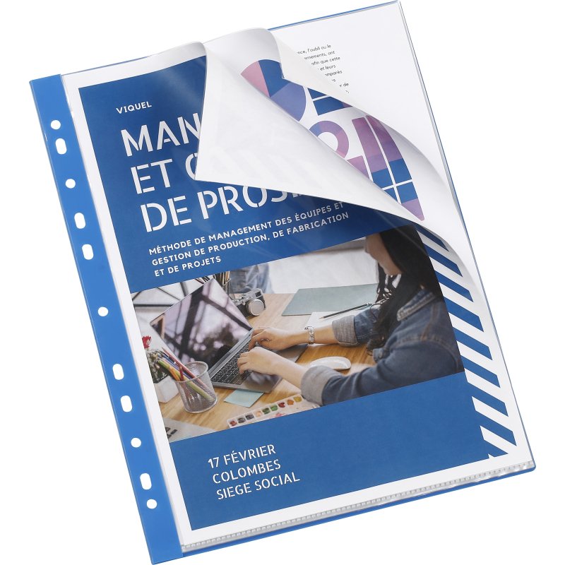 Protège-documents Viquel polypropylène A4 20 pochettes - 40 vues couleur bleu