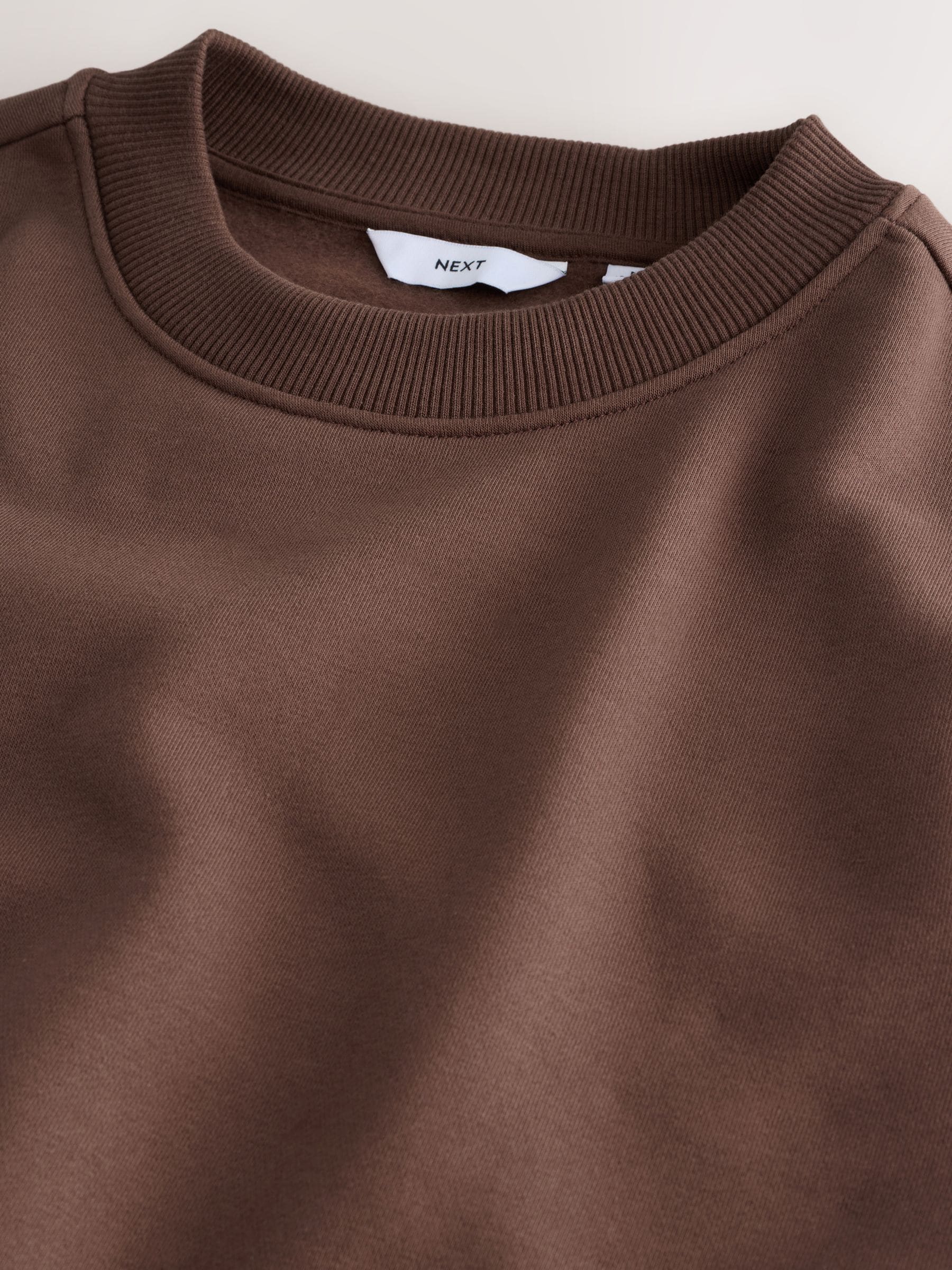 Kastanjebruin - Normale Pasvorm - Dik sweatshirt met ronde hals en hoog katoengehalte