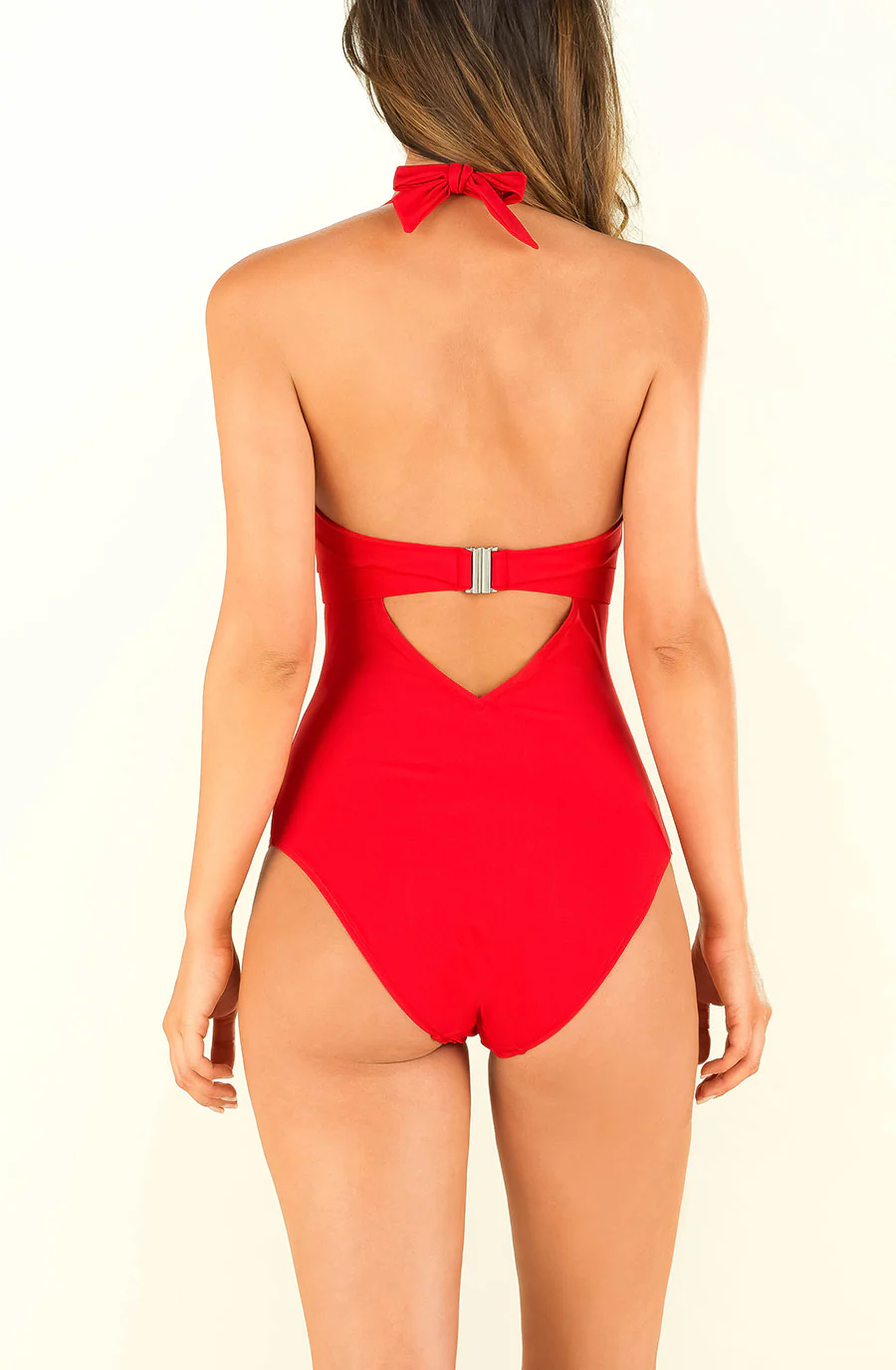 laam Maillot de bain 1 pièce rouge forme triangle Rouge