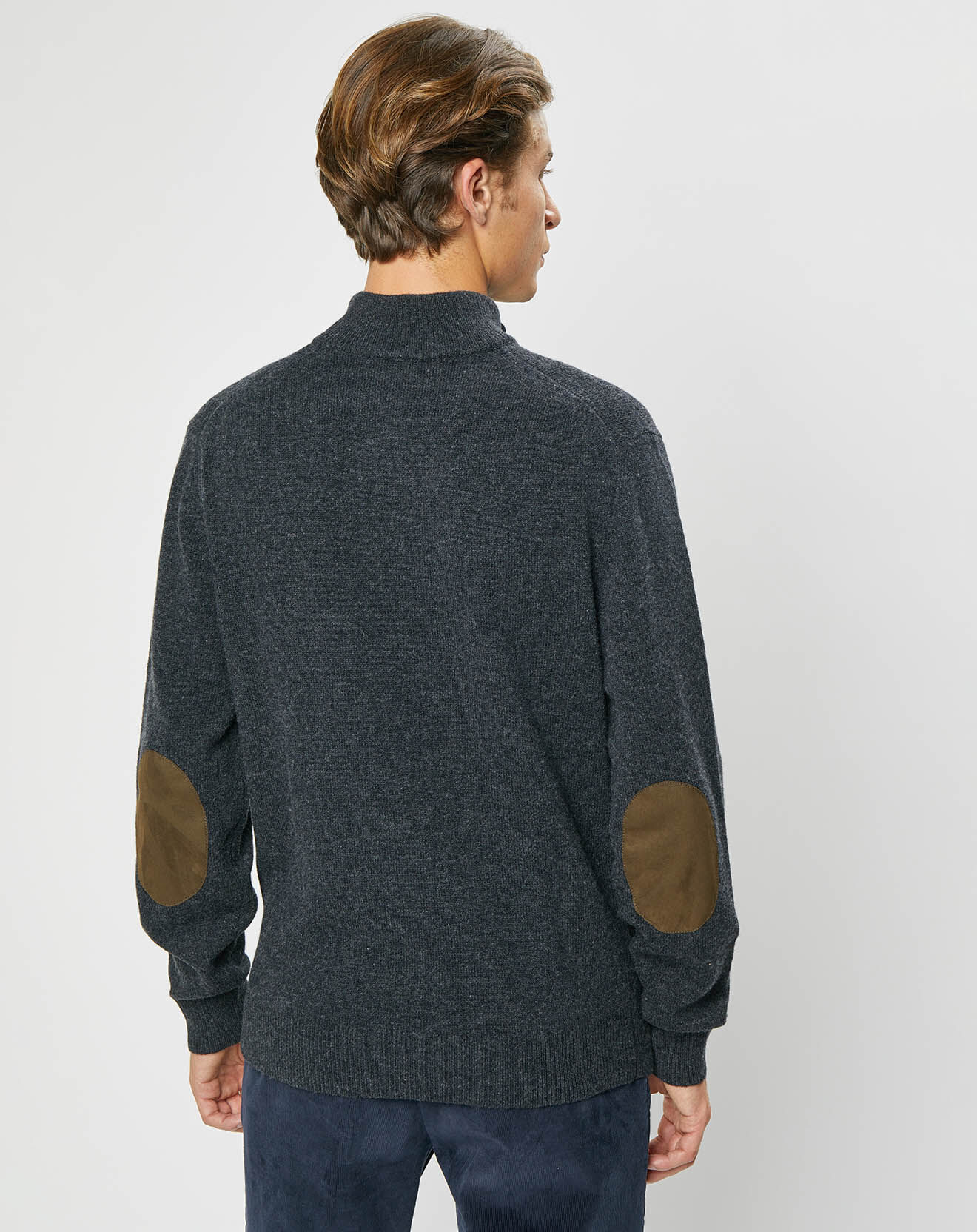 Hackett London Pull 100% Laine d'agneau zippé gris foncé