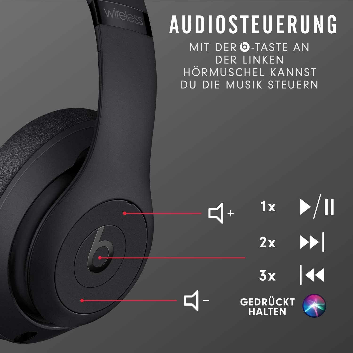 Studio3 Wireless Bluetooth Kopfhörer Over-Ear Headset mit Pure ANC (MX3X2ZM/A) - Matte Black