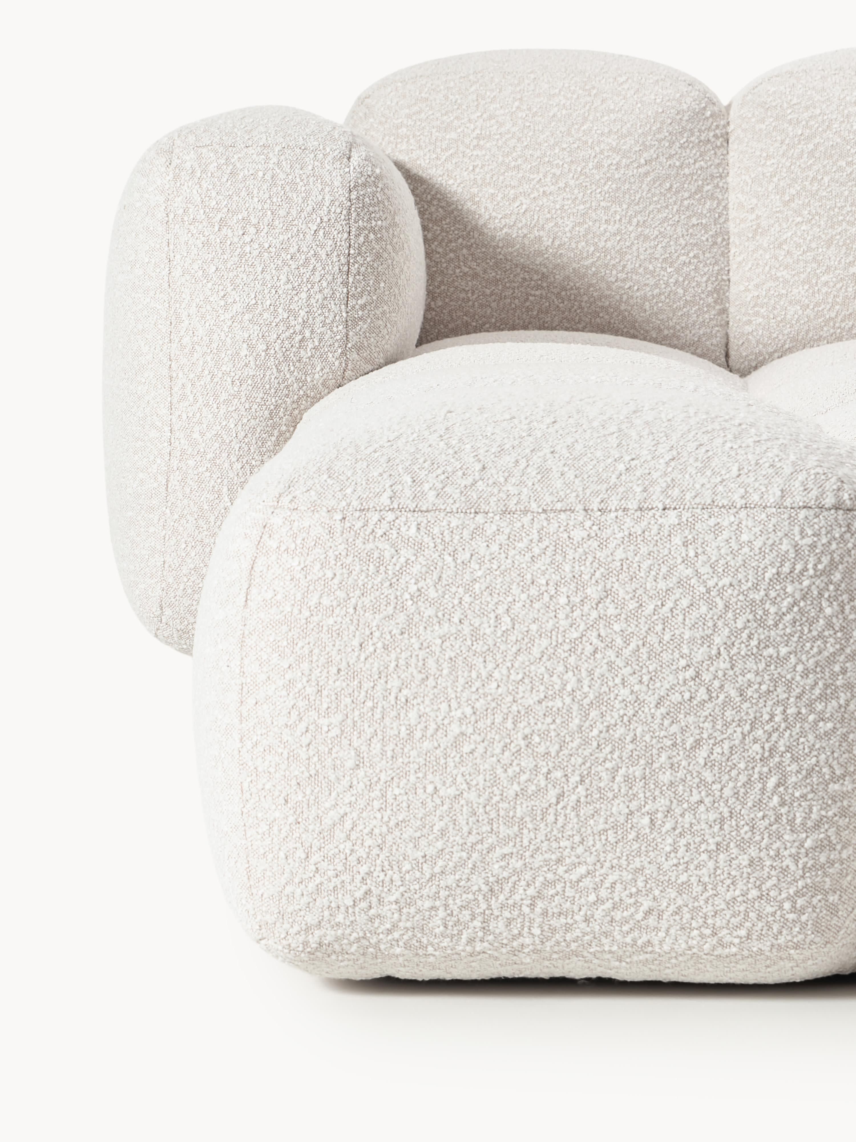 Modulaire bank Tayla (4-zits) van bouclé met poef (links/rechts)