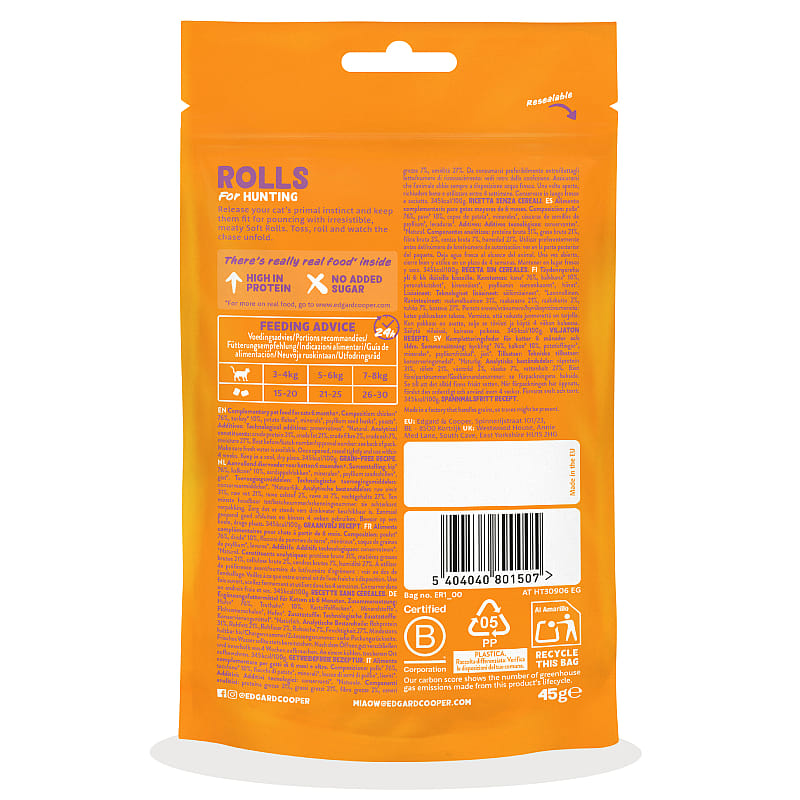 Edgard & Cooper Rolls Kattensnacks 45 gram | Kip en Kalkoen | 15464.1