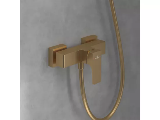 Mitigeur mécanique douche VILLEROY ET BOCH Architectura Square + Ensemble de douche Verve Showers 3 jets Or brossé