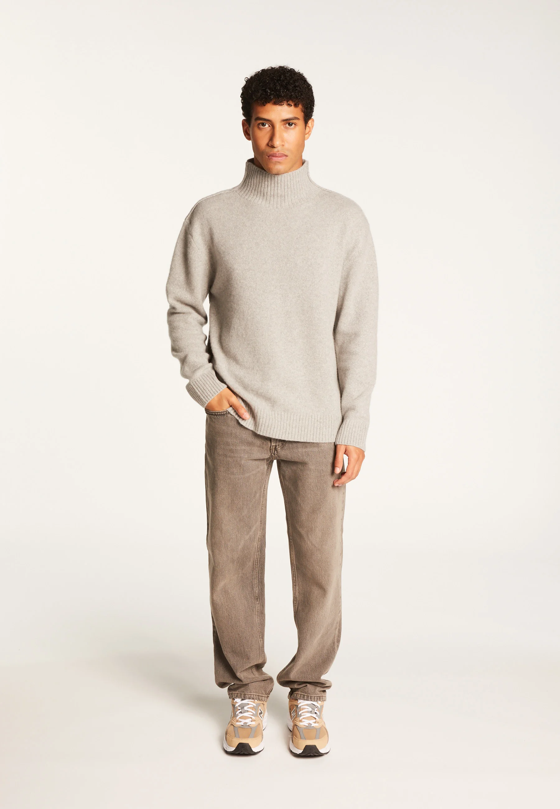 TIAGO - Pull col montant en cachemire mélangé | Gris