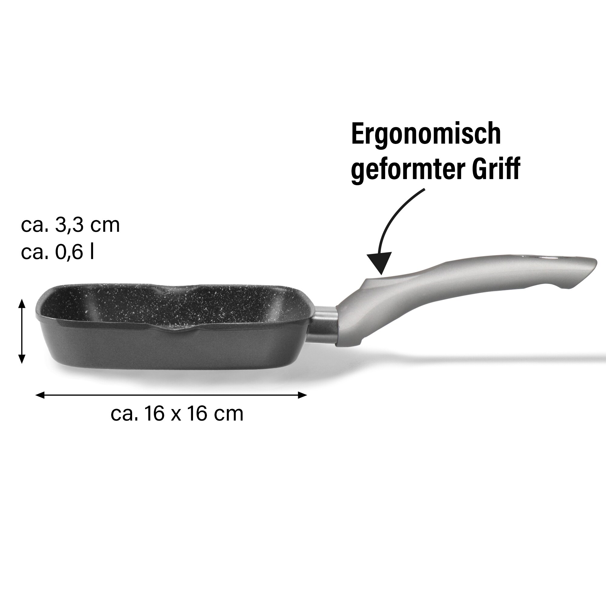 STONELINE® Gourmundo Grillpfanne 16 x 16 cm, mit 2 Ausgüssen