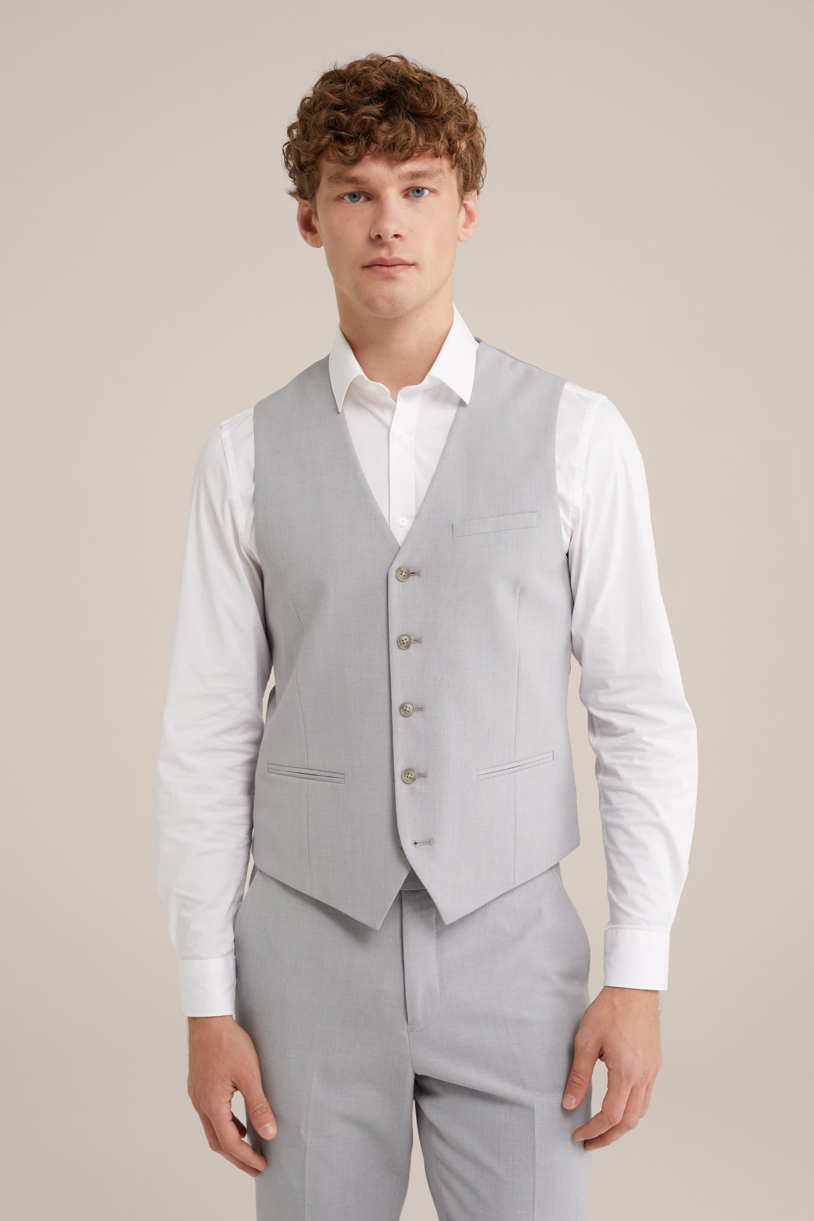 slim fit gilet Fundamentals Lichtgrijs gemeleerd