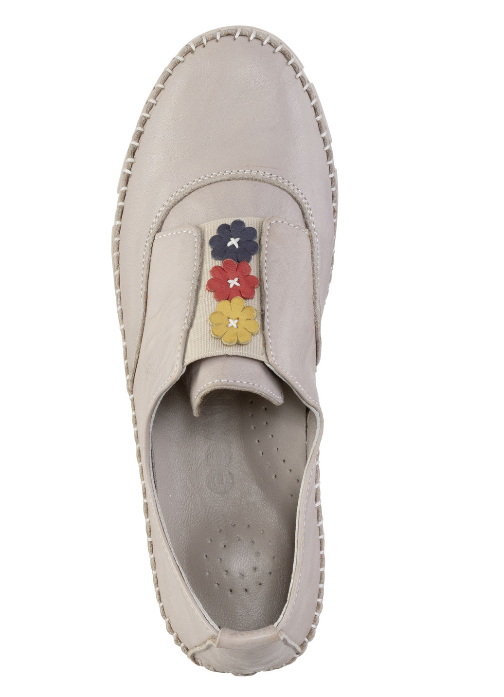 Gemini Slipper mit dezenter Knitter-Struktur und bunten Leder-Blüten