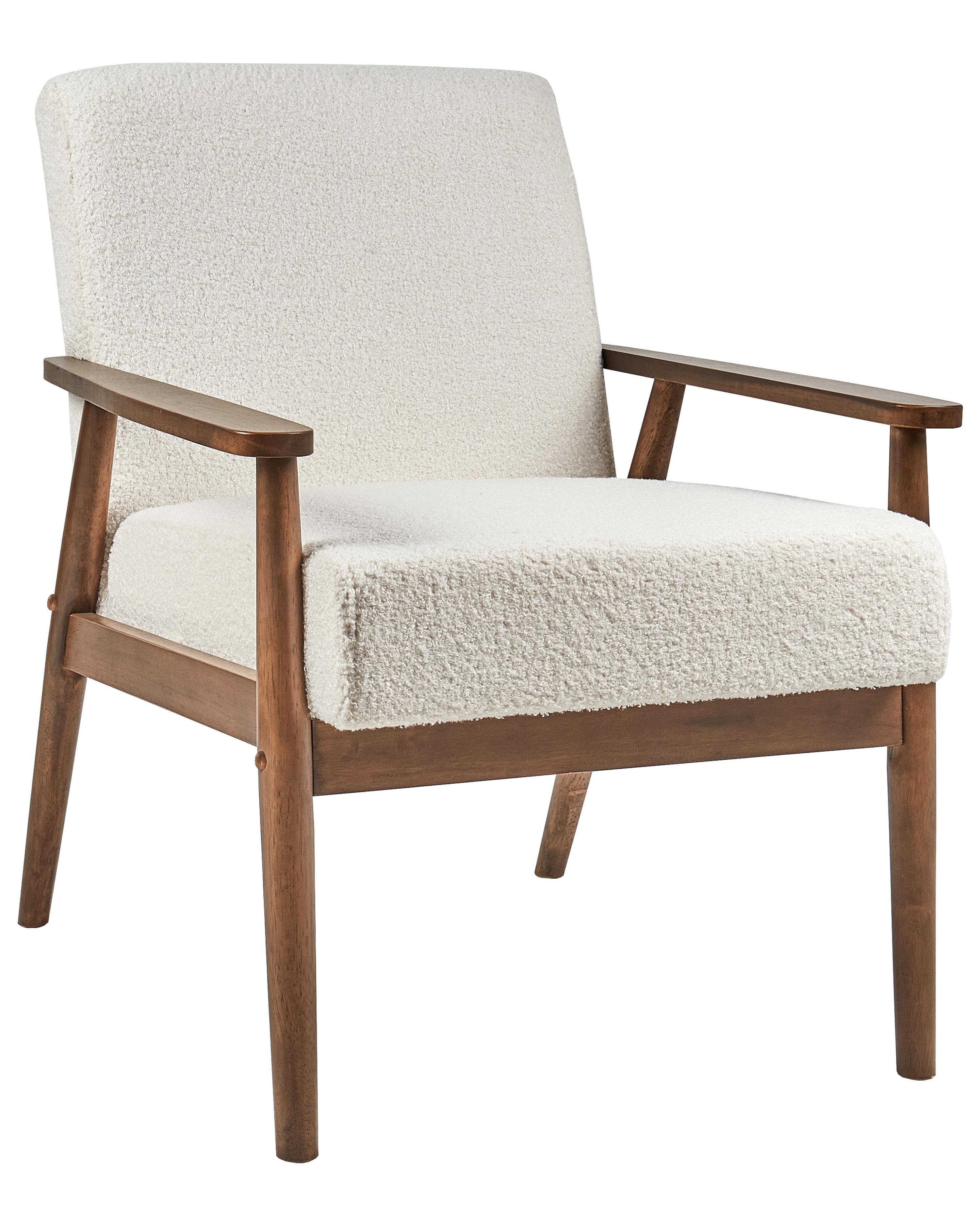 Fauteuil ESRUM Bouclé Donkerbruin/wit