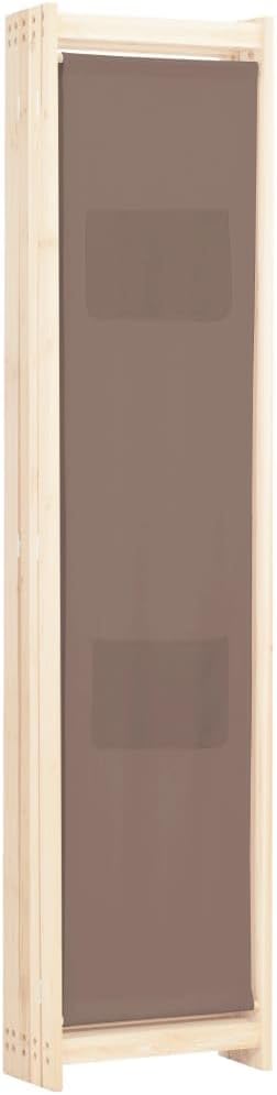 vidaXL Holz Raumteiler 5-TLG. Paravent Trennwand Umkleide Sichtschutz Spanische Wand Raumtrenner Stellwand Braun 200x170x4 cm Stoff Klappbar Platzsparend IY5536050