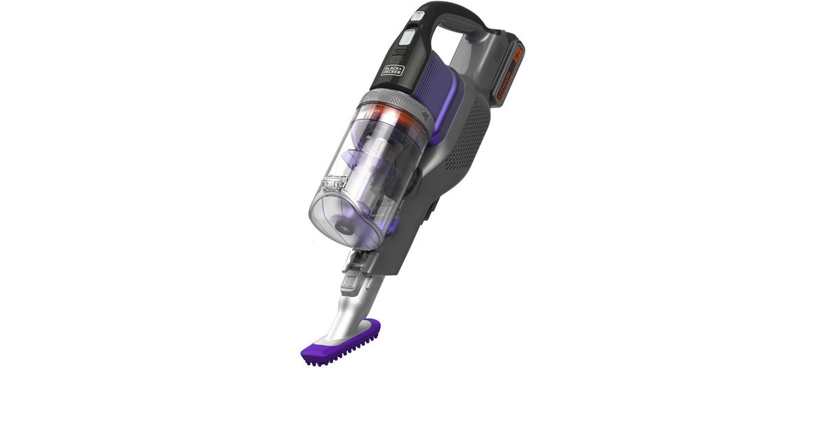 BLACK+DECKER18V 4IN1 PowerSeries Extreme PET steelstofzuiger + 12V PET Kruimeldief met dierenborstel Bundel  (Grijs/paars)