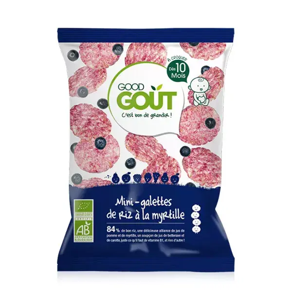 Biscoitos de arroz com mirtilo Good Goût Mini Orgânicos +10m 40g