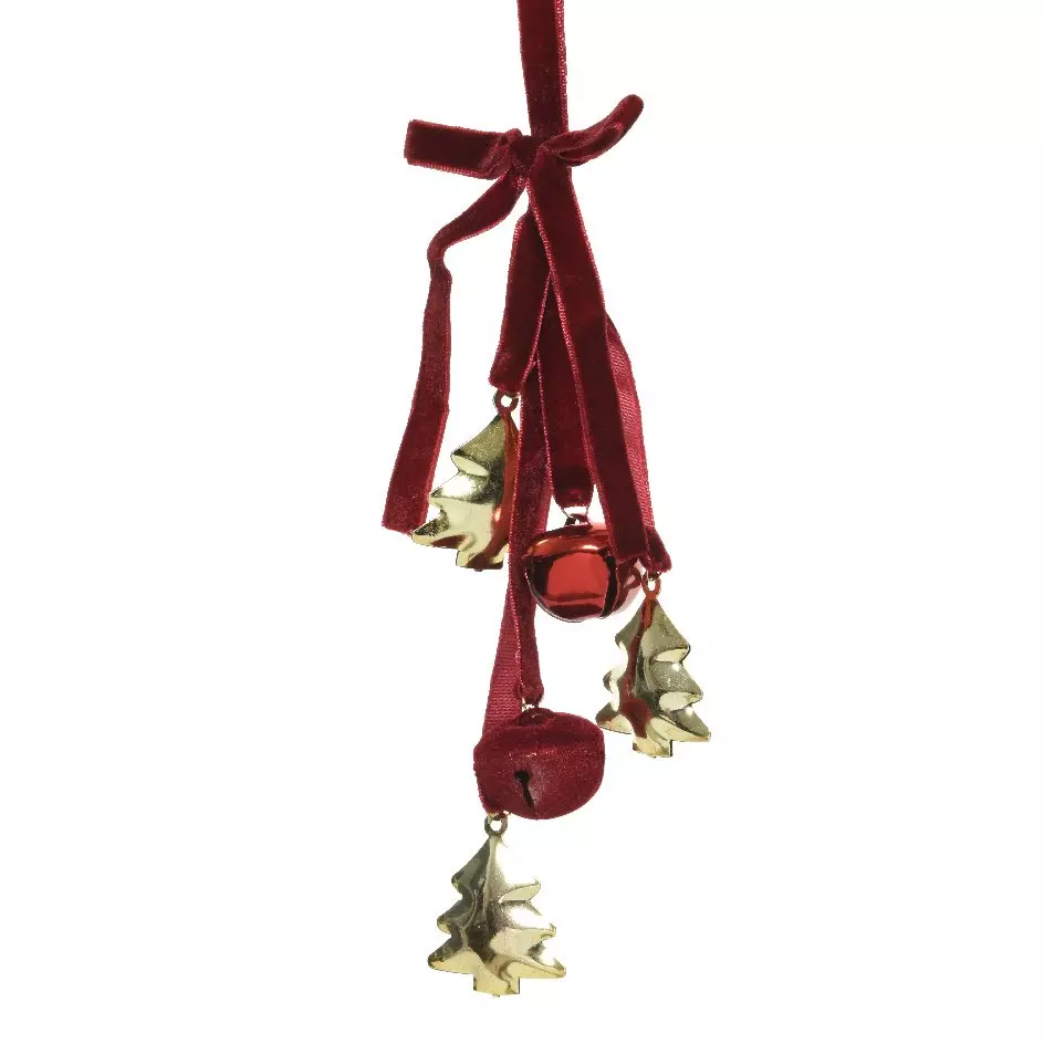 Suspension de Noël (H30 cm) Sapin et clochette Rouge
