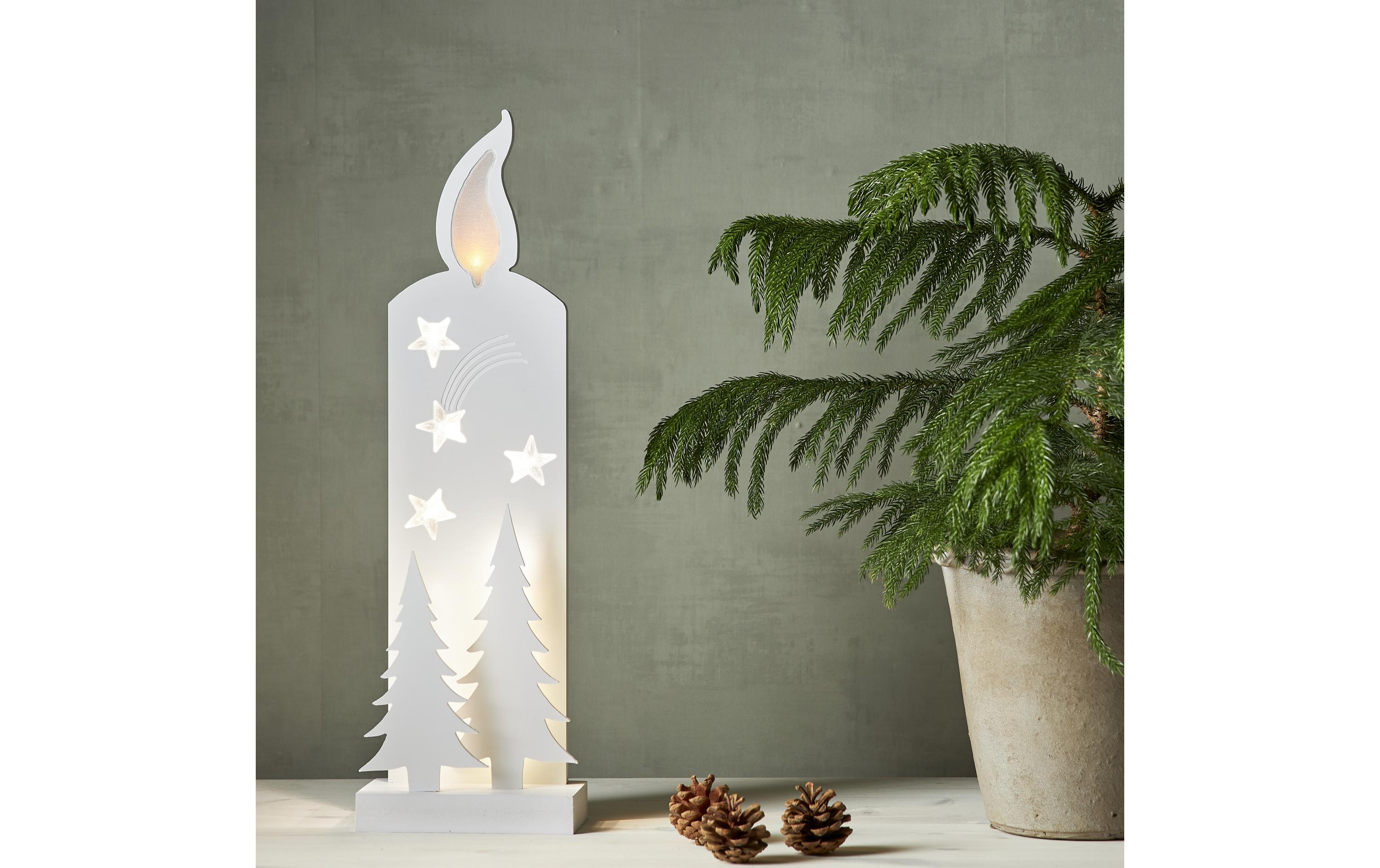 Grandy 14 LED, 50 cm, indoorKerze mit Sternen und Tannen
