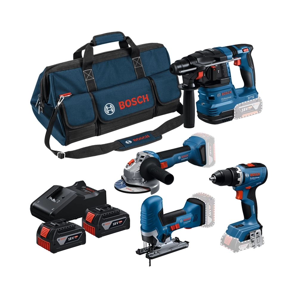 Bosch 4 Tool Kit GSR 18V-65+GBH 18V-22+GWS+GST