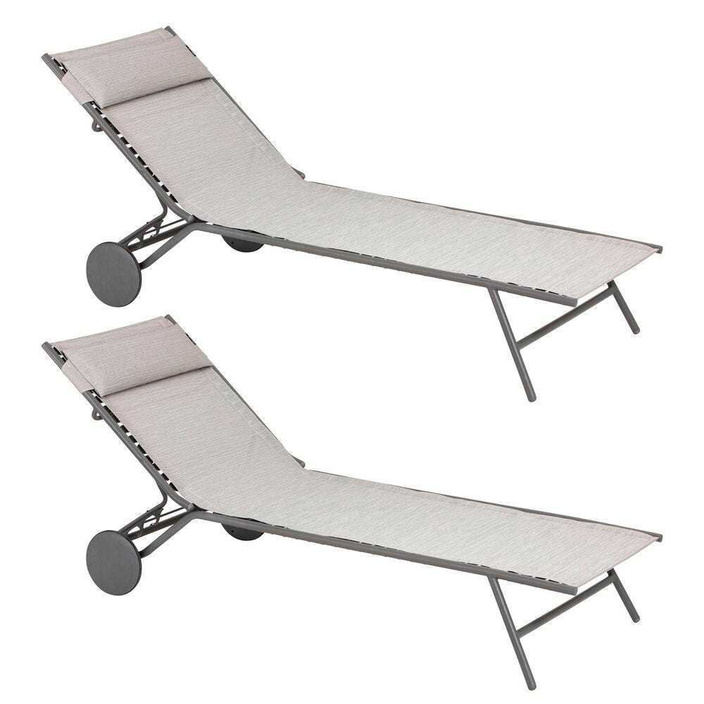 Set von 2 Sonnenliegen Miami II Batyline® Duo Galet
