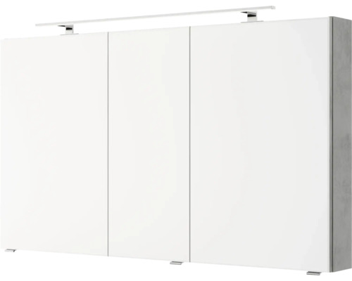 3-delige badkamermeubelset Pelipal serie 4035 BxHxD 120 x 200 x 45 cm, fronten grijs, met witte keramische wastafel en keramische dubbele wastafel, badmeubel, spiegelkast met LED-verlichting 40351200121030