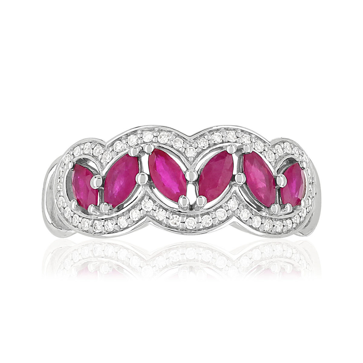 Bague MATY Or 750 blanc Rubis et Diamants