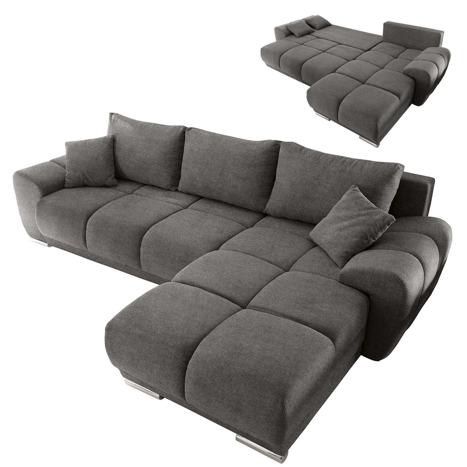 Ecksofa - stone - mit Liegefunktion