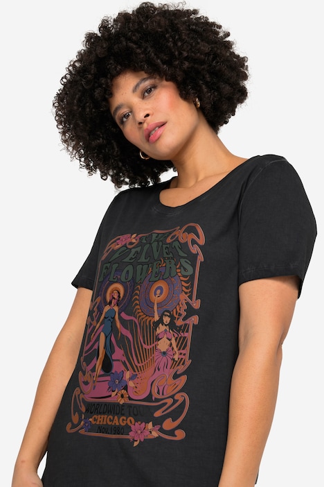 T-Shirt, Straight Fit, großer Print, Halbarm