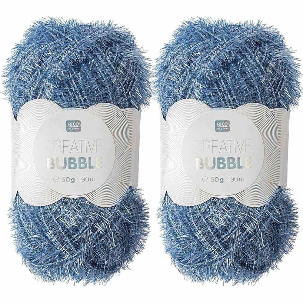 2 pelotes de fil pour éponge créative - creative bubble - bleu