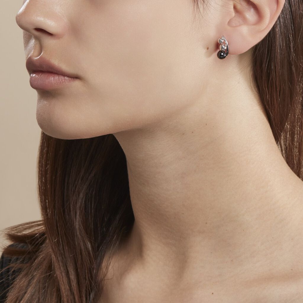 Bijoux D'oreilles Cleya Argent Blanc Céramique