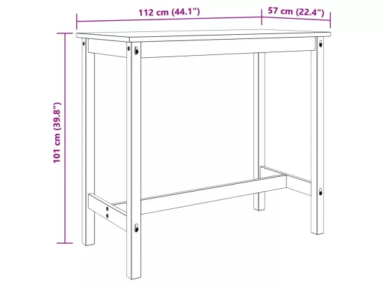 Ensemble de bar 3 pcs Bois de pin massif