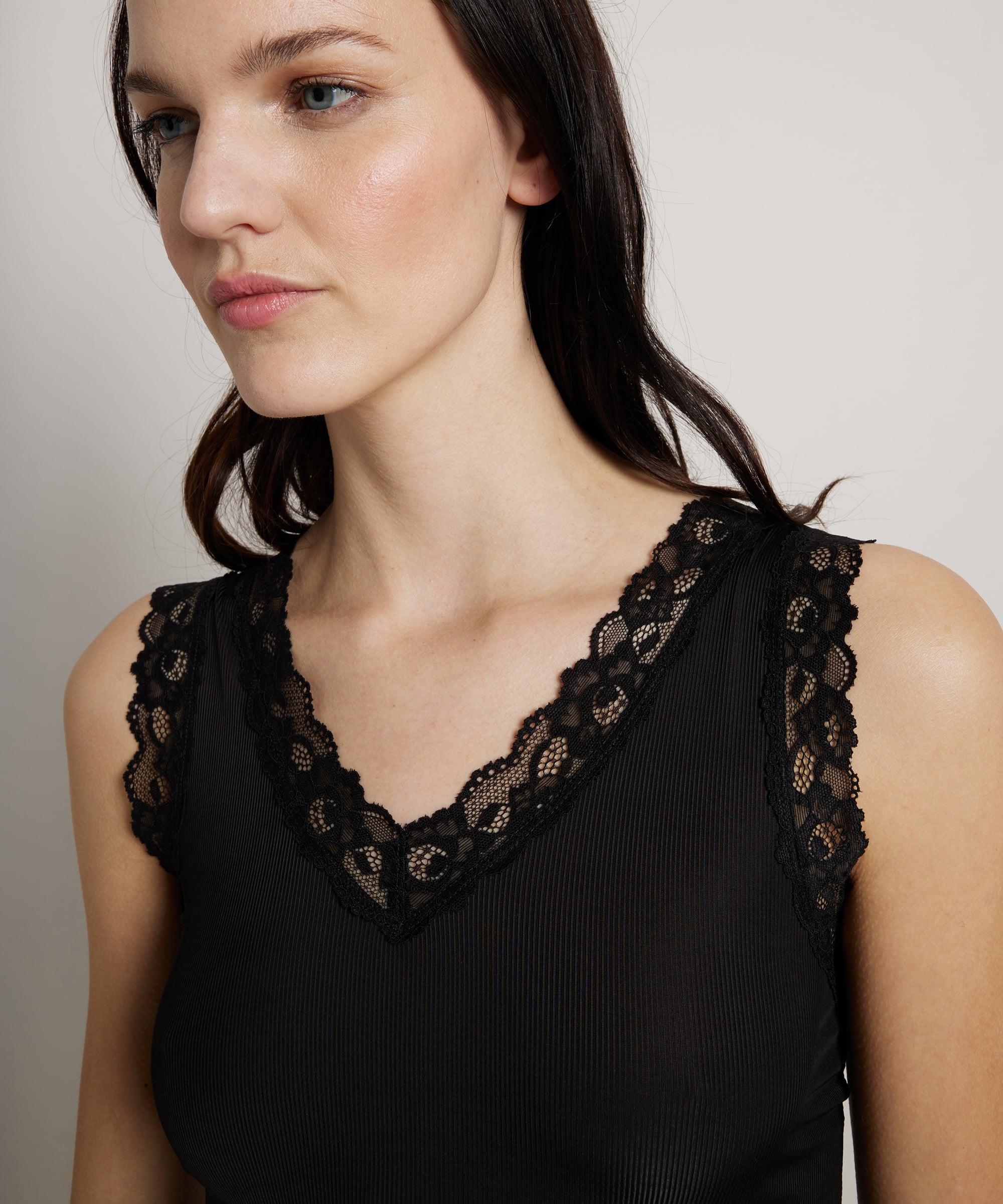 rib singlet met kant