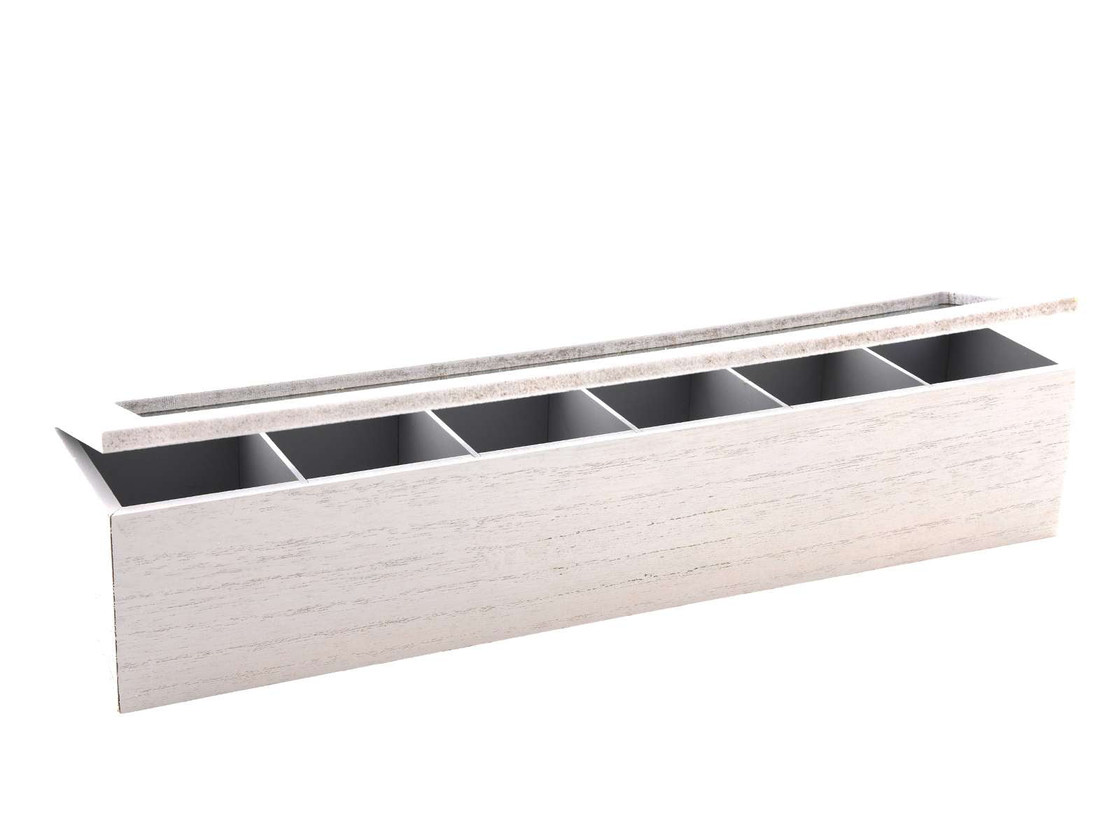Sakura Tea Theedoos - Hout Wit - 6-Vaks - met Glazen Deksel