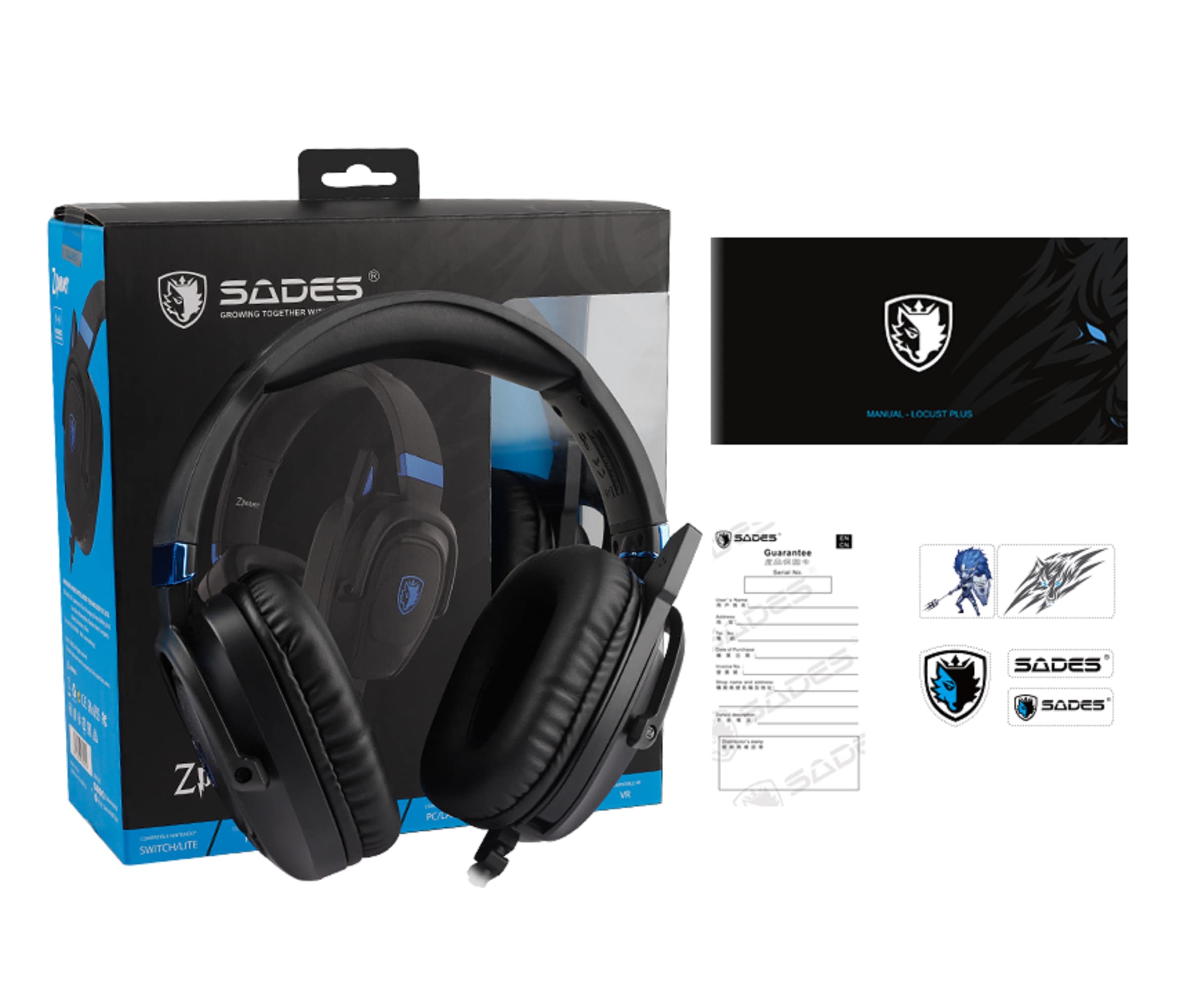 Sades Gaming-Headset »Zpower SA-732 Gaming Headset, schwarz/blau, USB, kabelgebunden« Stereo, Over Ear, PC, PST, XBox, Nintendo Switch, VR, Phone