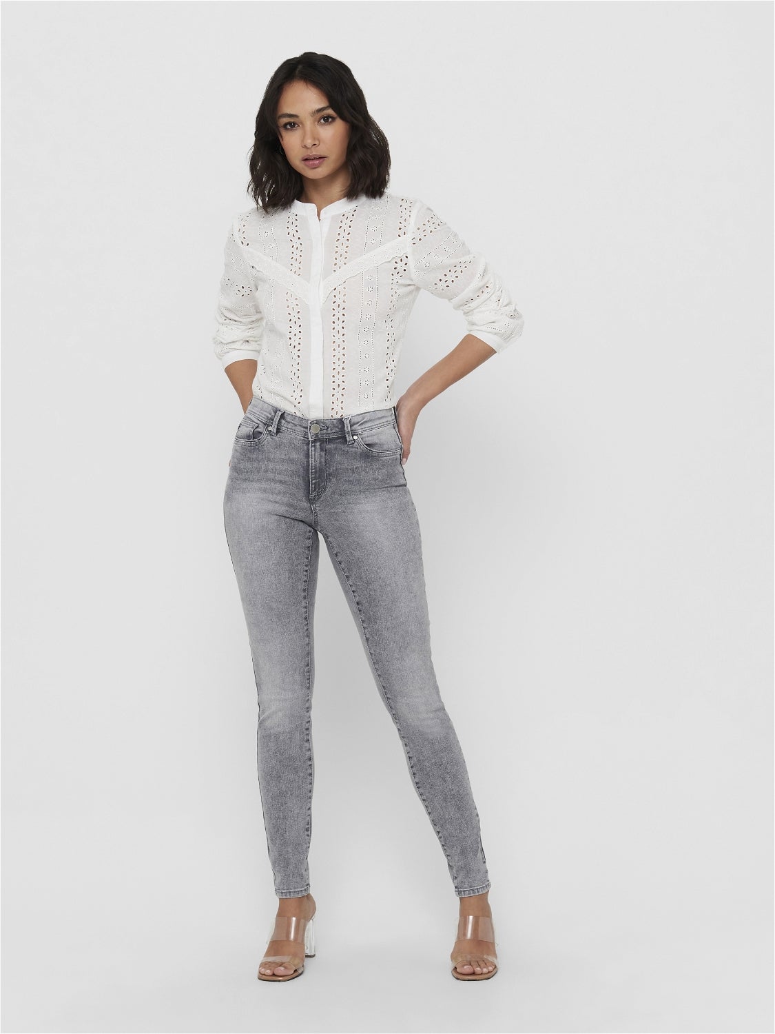 ONLWAUW Mittlere Taille Skinny Fit Jeans Medium Grey Denim