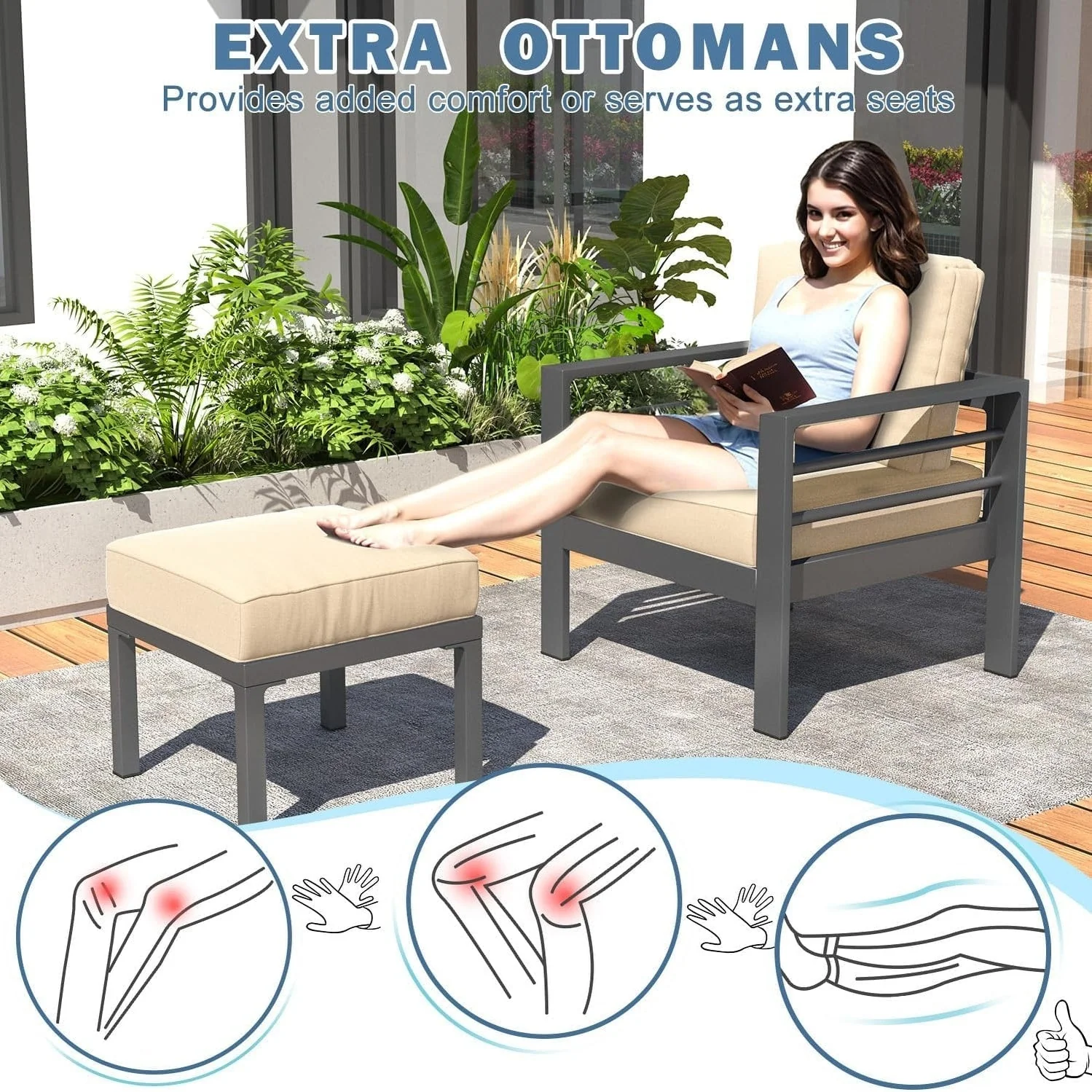AECOJOY 7 Pieces Aluminum Patio Furniture Set Outdoor Conversation Set