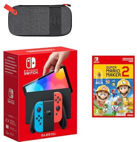 Nintendo Switch – OLED-model (neonblauwe/neonrode) Super Mario Maker 2-bundel