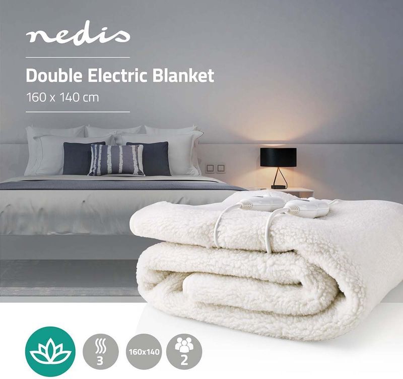 Nedis - Elektrische Deken - 160 x 140 cm - Onderdeken - 3 Warmtestanden