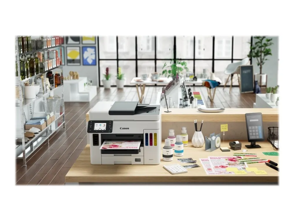 Canon MAXIFY GX6050 - Multifunktionsprinter - farve - blækprinter - kan genopfyldes - Legal (216 x 356 mm)/A4 (210 x 297 mm) (original) - A4/Legal (medie) - op til 24 ipm (udskriver) - 350 ark - LAN, Wi-Fi(n), USB 2.0, USB vært