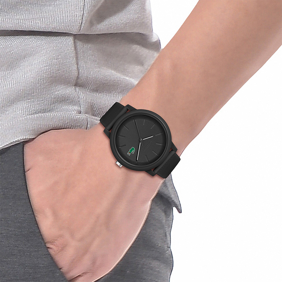 Montre Lacoste.12.12. homme résine bracelet silicone noir