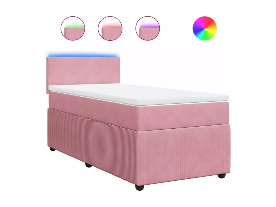 Sommier à lattes de lit avec matelas Rose 90x190 cm Velours