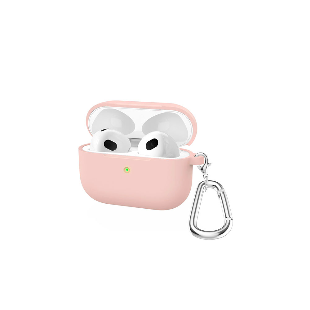AirPods (3. Generation) Silikon Schutzhülle Abdeckung mit Karabinerhaken - Rosa