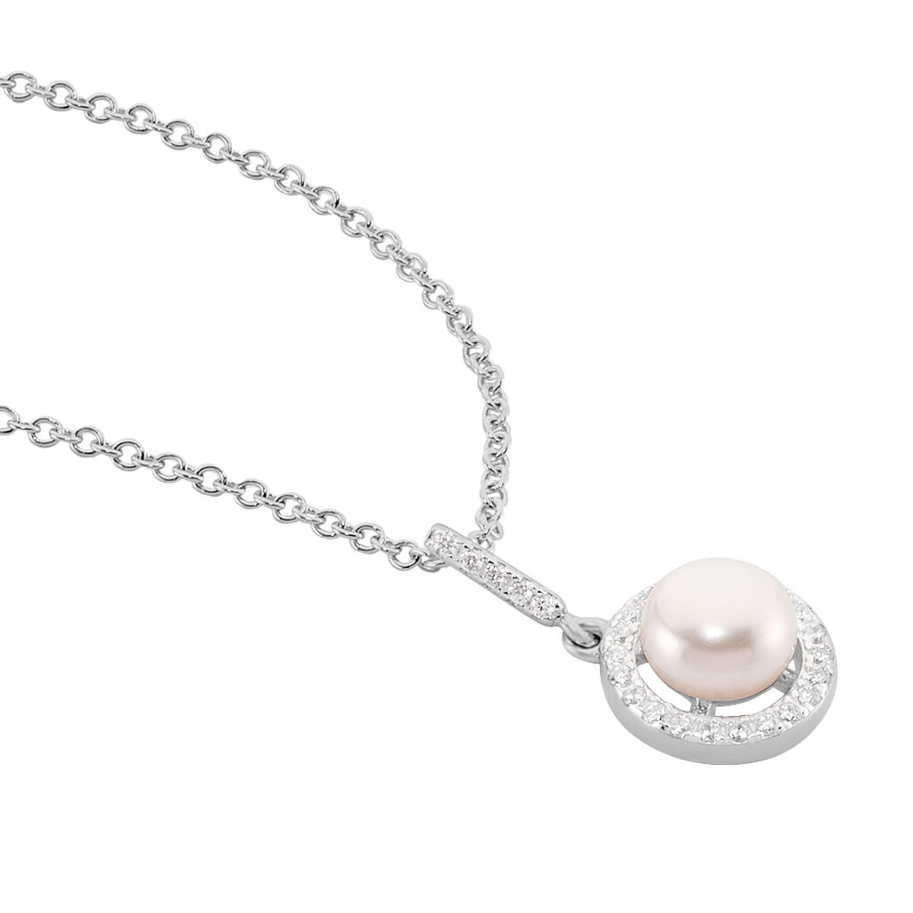 Collier Mathie Argent Blanc Perle De Culture Et Oxyde De Zirconium